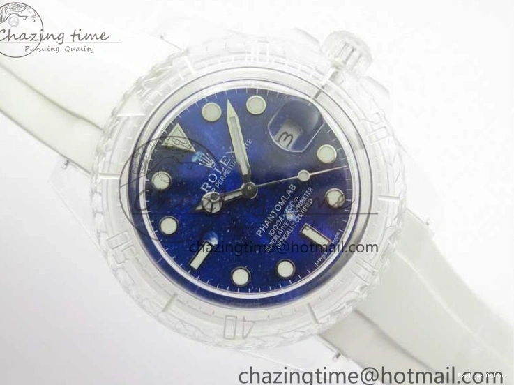 0512 Submariner Phantomlab Transparent KZF Best Edition Deep Blue Dial on White Rubber Strap VR WellDesigned 2568